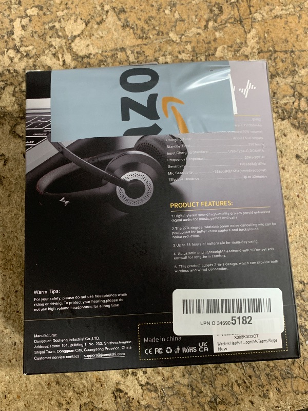 Photo 1 of Wireless Headset with AI Noise Cancelling Microphone Bluetooth Headset - Bluetooth V5.2 Headphones with USB Dongle & Mic Mute for Computer/Laptop/PC/iPhone/Android/Cell Phones (Bluetooth+USB Dongle)