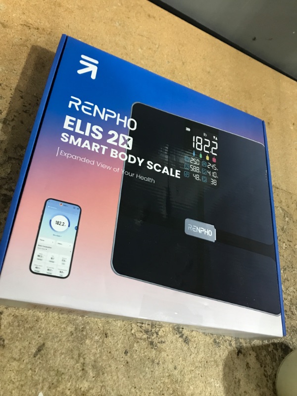 Photo 1 of RENPHO Smart Scale with BMI, Body Fat, Muscle Mass, Bluetooth Scale for Body Weight, FSA HSA Store Eligible, 13 Metrics with Large VA Display, Support App Connection, Black, Elis 2X