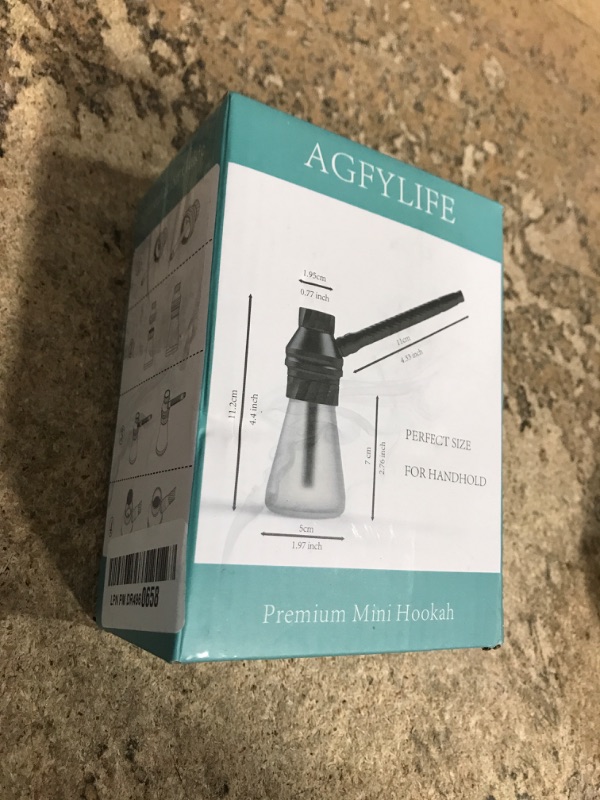 Photo 1 of AGFYLIFE Portable Hookah Set for Travel - Premium Handheld Glass Hookah, Aluminum Mini Hookah Real Metal Accessories, includes Screens,Small Hookah Shisha For a Single Smoker, Black