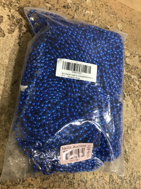 Photo 1 of 100 PCS Blue Bead Necklace, Blue Mardi Gras Christmas Oval Beads, 30.5" 4th of July Patriotic Beads Necklaces, Parade Throw Accessories for Independence Day Mardi Gras Hanukkah Pirate Theme Party