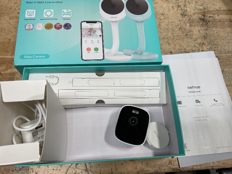 Photo 1 of *FOR PARTS ONLY* NETVUE Peekababy Baby Camera Monitor, Wireless Baby Monitor with Camera & Audio, 4-in-1 Crib Mount, Smart App, Sleep Analysis & Two-Way Talk (White)