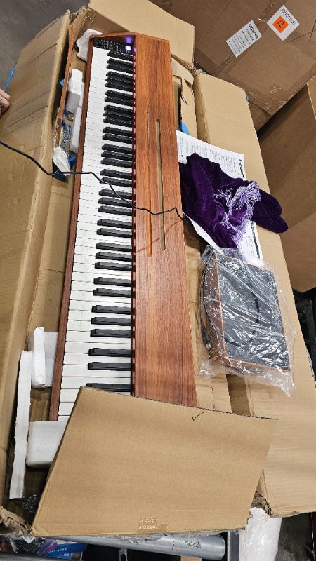 Photo 1 of ***PARTS ONLY***UISCOM Digital Piano Keyboard 88 Key Semi-Weighted for Beginners,Full Size Electric Piano with Stand,Triple Pedal,Adapter,Sheet Music Stand,Headphone,USB-MIDI Compatible,Wood Grain Brown