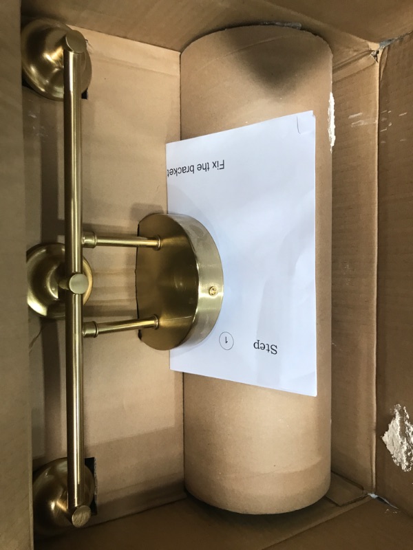 Photo 1 of (PARTS)  (UNTESTED)  Spiragesdia Brushed Gold Bathroom Light Fixtures,3-Light Vanity Lights with Frosted Glass,Mid-Century Modern Bathroom Vanity Light Over Mirror