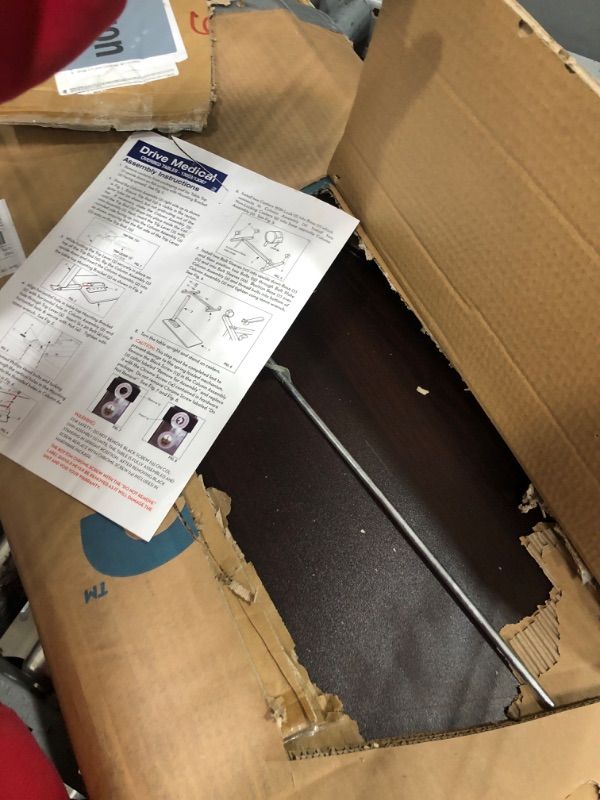 Photo 1 of Drive Medical 13067 Non Tilt Top Overbed Table with Wheels and Secure Height Adjustment,Tray Table for Hospital or Home Use, Bedside Rolling Overbed Table, Silver Vein