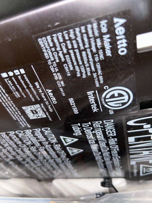 Photo 1 of (USED/UNTESTED FULLY) Aeitto Nugget Ice Maker Countertop, 55lbs/Day, Large Capacity Chewable Ice Maker, Rapid Ice Release in 5 Mins, Self-Cleaning with Stainless Steel Housing Ice Machine for Home Office and Party, Black