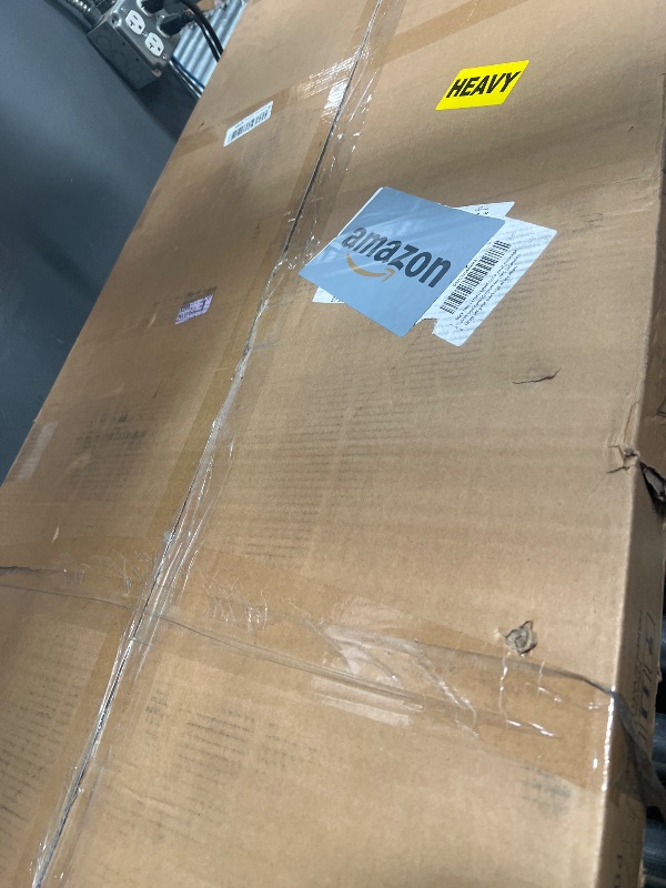 Photo 1 of FOLUBAN Modern White Desk, Rustic Wood and Metal Computer Desk for Home Office, Simple Writing Work PC Desks for Bedroom, Industrial Study Gaming Table for Living Room, White, 53 Inch