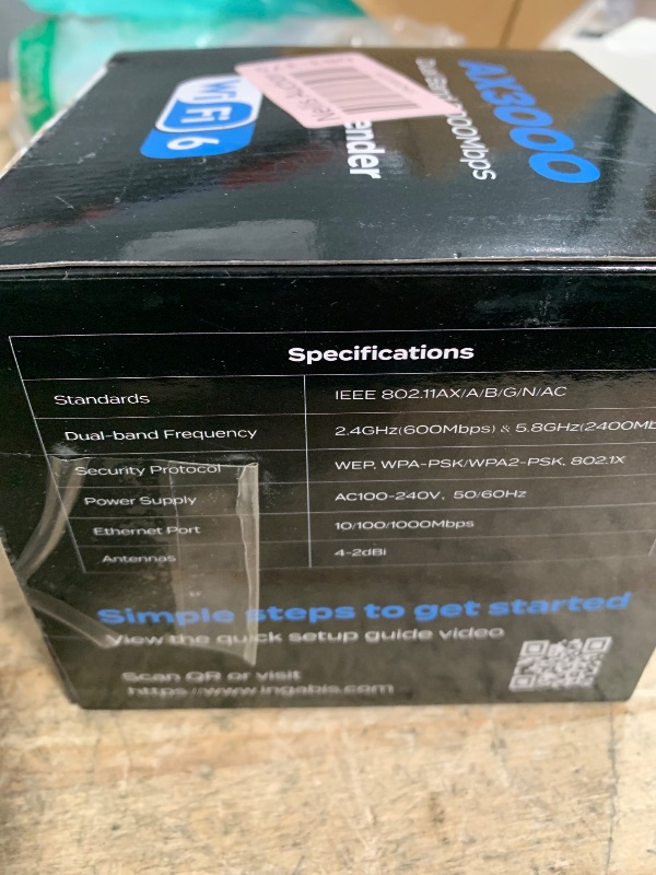 Photo 1 of 2025 AX3000 WiFi 6 Range Extender, WiFi Extender Signal Booster with Gigabit Ethernet Port, Dual Band (2.4G&5.8G) WiFi Repeater Cover to 13888sp.ft, Faster Speed and Wider Cover, Quick Setup (White)