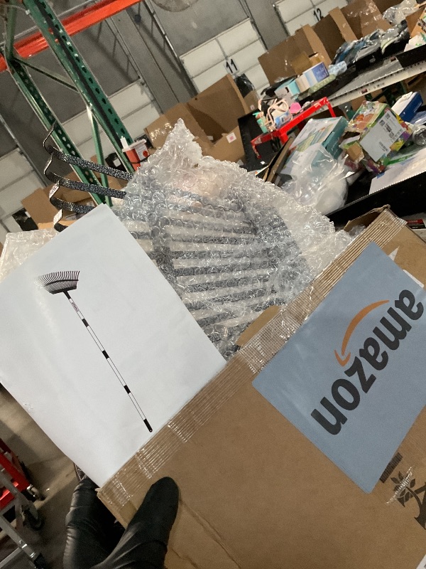 Photo 1 of ***(MISSING HANDLE)***Joyhalo Rake for Leaves Adjustable 65 Inch Long, 18 Inch Wide Garden Rake with 25 Tines, Metal Leaf Rakes, Rakes for Lawns, Gathering Leaves, Weeds, Debris