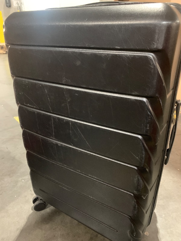 Photo 1 of (see all images for damage) Merax 3-Piece ABS Hardshell Suitcase Set – Lightweight, Tough & Scratch-Resistant, Black Horizontal Stripe, 20/24/28 Inch