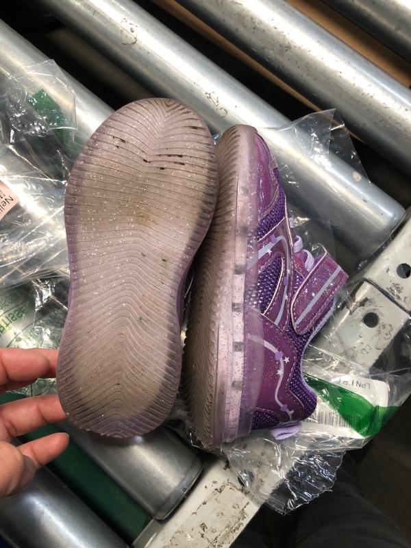 Photo 1 of **PREV WORN, DIRTY**
YESKIS Toddler Girls Light Up Shoes LED Flashing Lightweight Mesh Breathable Adorable Running Sneakers for Toddler Dark Purple 9