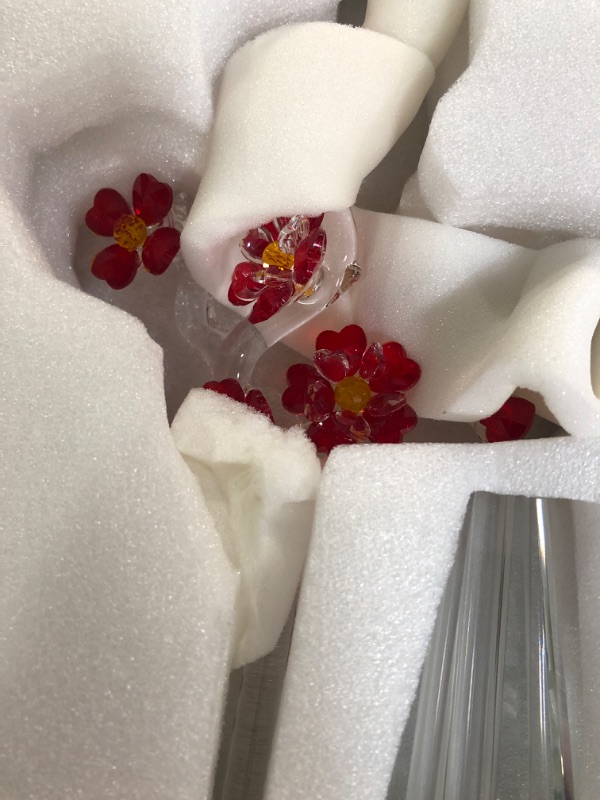 Photo 1 of (used)(see images) Red Cherry Blossom Crystal Flowers with Stems - Glass Flowers with Vases Japanese Cherry Gifts Decor for Wife Girlfriend Women 