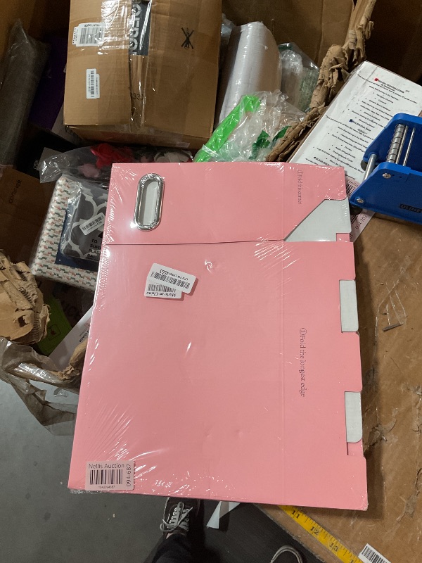 Photo 1 of Oterri File Organizer, 2 Packs Small Storage Box, Cardboard File Folder Organizer, Collapsible File Box for Hanging File Folders Letter Size, Portable Filing Organizer with Handle?Pink?