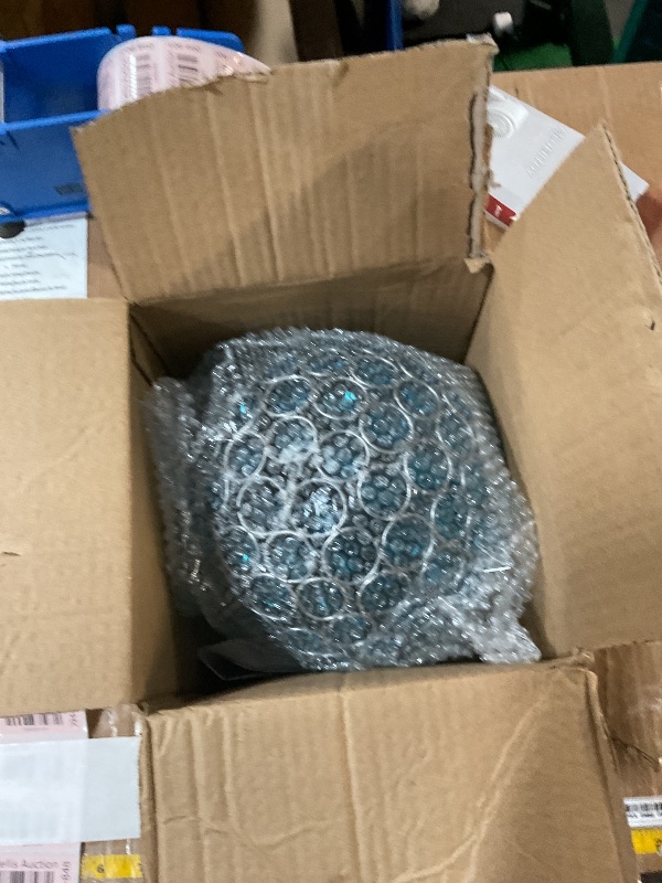 Photo 1 of Solar Hanging Lantern Outdoor Lights, Dual LEDs Color Changing and Blue Hanging Light Waterproof Crystal Globe Lamp Decoration in Garden, Pathway, Front Door - Blue