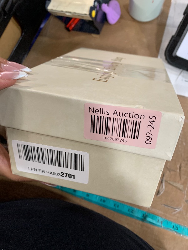 Photo 1 of (HEEL IS MISSING) (DAMAGED) RIBONGZ Nude Strappy High Heels for Women Heeled Sandals Square Open Toe Ankle Strap Chunky Wedding Bridal Shoes Block High Heels for Party Dress 8