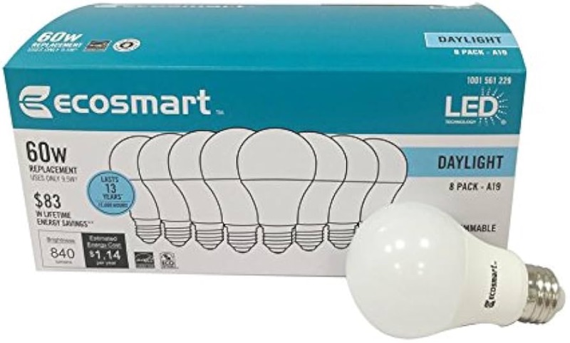Photo 1 of 
Ecosmart 2 8 Pack LED A19 Light bulb, 60w Equivalent (A19 Daylight