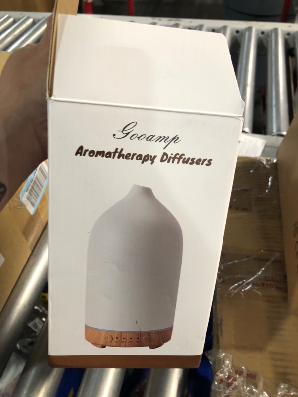 Photo 1 of ***(HEAVILY USED/ MINOR DAMAGE)***Gooamp 200ML Ceramic Essential Oil Diffuser - Ultrasonic Aromatherapy & Humidifier with 7-Color LED Lights, Auto Shut-Off, Wood Grain Base, 1H/3H/6H Timer | Scent for Home, Office, Yoga