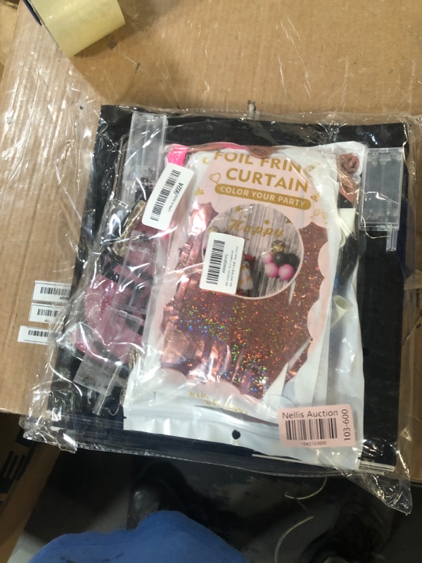 Photo 1 of Graduation Party Decorations Class of 2025-86 PCS Grad Party Supplies With LED Light Strings Balloon Block Boxes with Letters Foil Curtain Backdrop 2025 Balloon Garland Kit - Black Pink Rose Gold