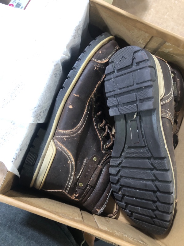 Photo 1 of SAFETY LOONG Moc Toe Work Boots for Men Soft Toe Comfortable Full Grain Leather Non Slip Wedge Outsole Construction 6" Workboots 9