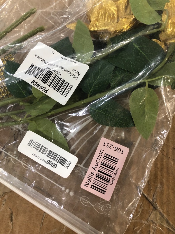 Photo 1 of (Incomplete) 12 PCS Artificial Flowers Gold Roses Fake Silk Flower Bathroom Party Decorations (Gold)
