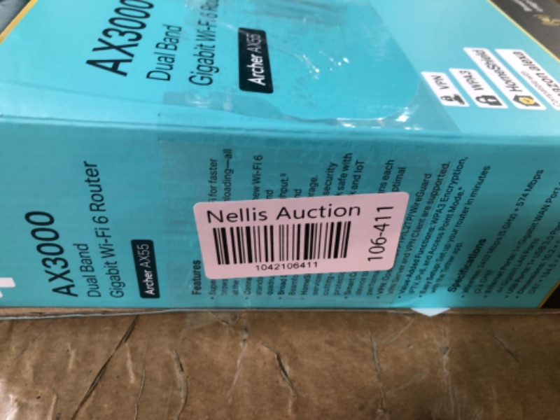 Photo 1 of ***(MISSING PARTS/ SEE NOTES)***TP-Link Dual-Band AX3000 Wi-Fi 6 Router Archer AX55 | Wireless Gigabit Internet Router for Home | EasyMesh Compatible | VPN Clients & Server | HomeShield, OFDMA, MU-MIMO | USB 3.0 | Secure by Design