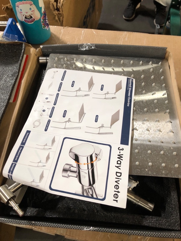 Photo 1 of ****PARTS ONLY***PDPBath All Metal Rain Shower Head with Handheld Spray Combo, 12'' Rainfall Shower Head with 16'' Adjustable Arc-shaped Extension Arm, with Adjustable Brass Bracket and 79" Shower Hose, Brushed Nickel