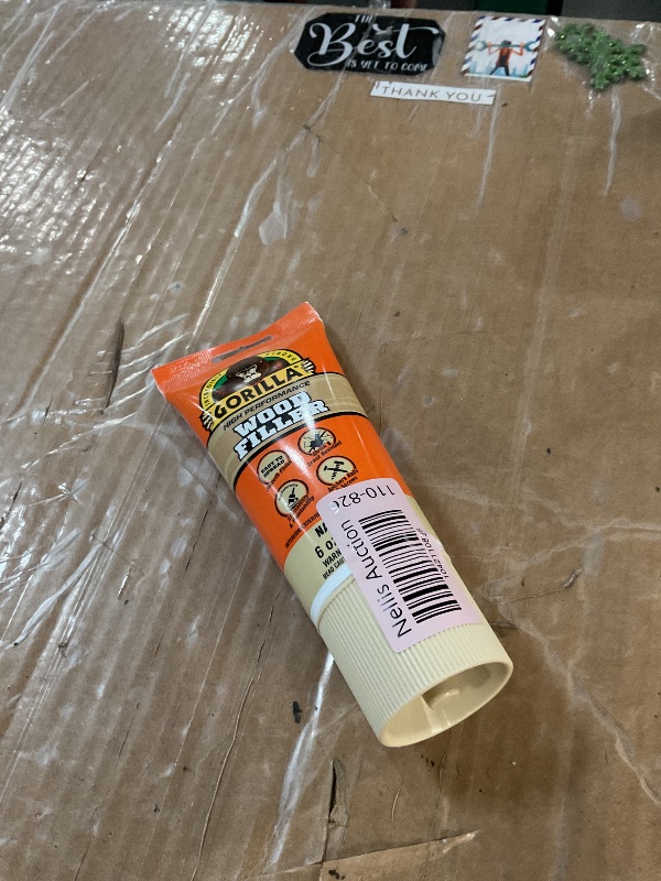 Photo 1 of Gorilla All Purpose Wood Filler, Natural Color, 6 Ounce Tube (Pack of 1) - Water Resistant for Indoor or Outdoor Projects and Repairs