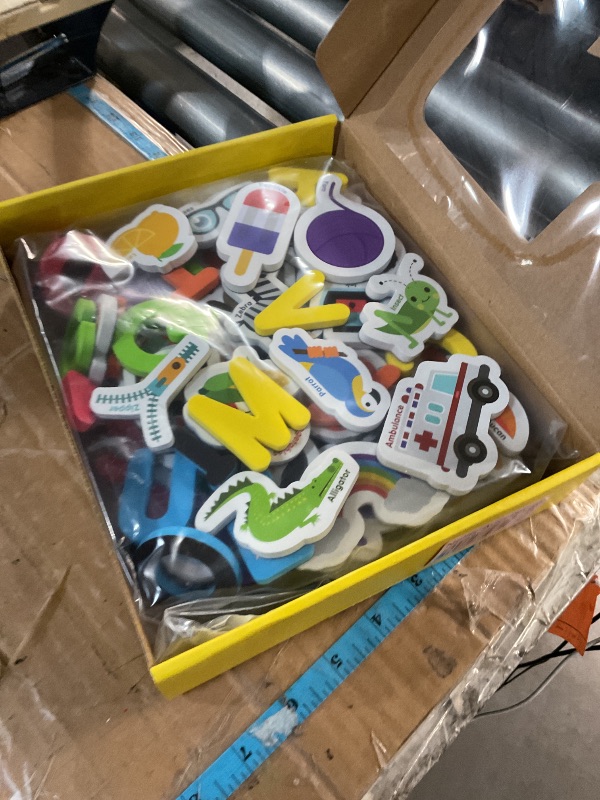 Photo 1 of Curious Columbus Magnetic Objects and Letters. Set of 78 Foam Magnets Including 52 Pictures and 26 Uppercase Alphabet Magnets from A-Z. Educational Toy for Preschool Learning