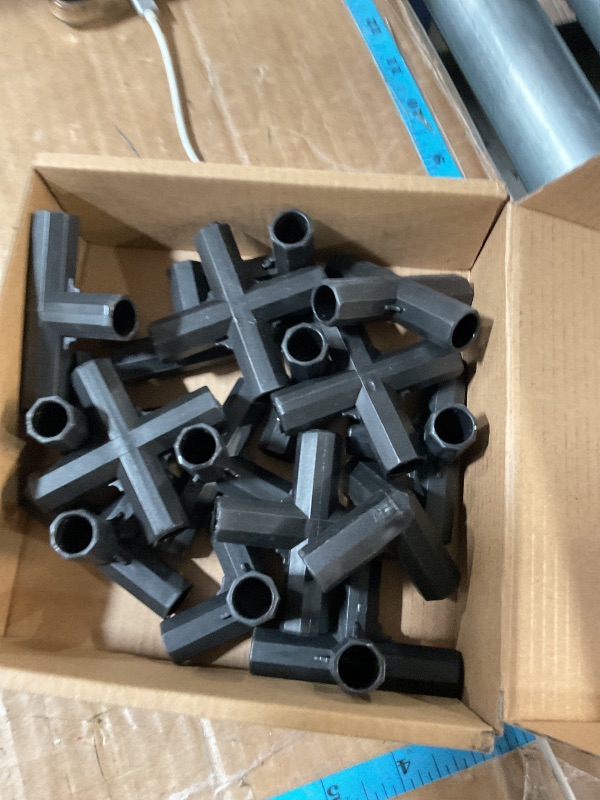 Photo 1 of 20PCS Fitting 0.43 Inch 11mm 4 Types Stable Support Heavy Duty Greenhouse Frame Building Connector Black Suitable for Grape Trellis Sunscreen Shed Gardening Plant Stakes for Flower Greenhouse Frames
