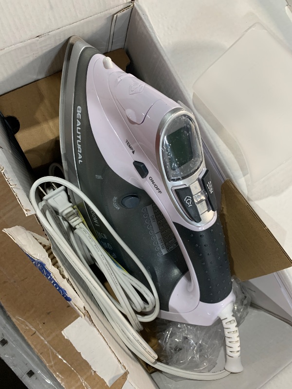 Photo 1 of (please see all images) BEAUTURAL 1800-Watt Steam Iron with Digital LCD Screen, Double-Layer and Ceramic Coated Soleplate, 3-Way Auto-Off