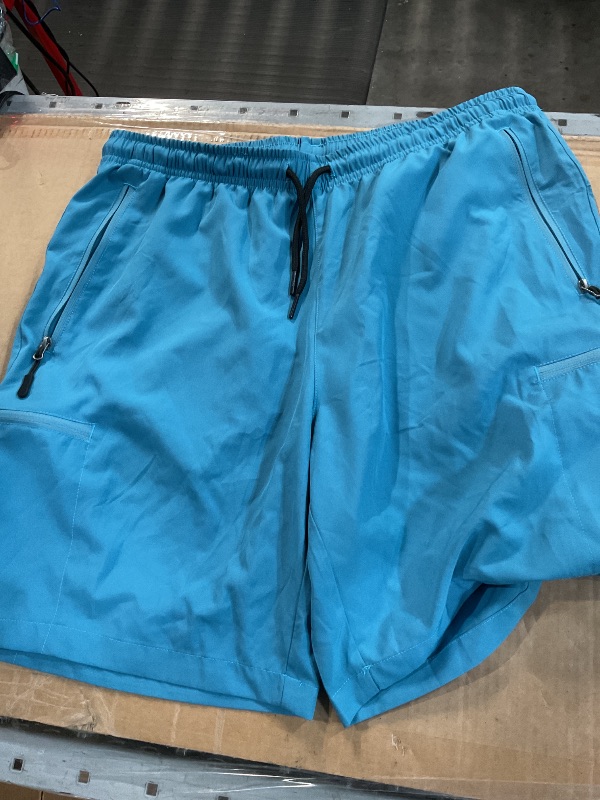 Photo 1 of (SIMILAR) (BAGGED) (MEDIUM) (USED/FAIR) SANTINY Women's 5''/ 7''/9'' Hiking Cargo Shorts Quick Dry Lightweight Summer Shorts for Women Athletic Golf Zipper Pockets(Blue_L)