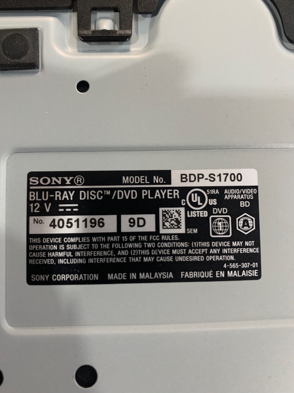 Photo 1 of (used) (missing pieces) Sony BDP-BX370 Streaming Blu-ray DVD Player with built-in Wi-Fi, Dolby Digital TrueHD/DTS and upscaling, with included HDMI cable