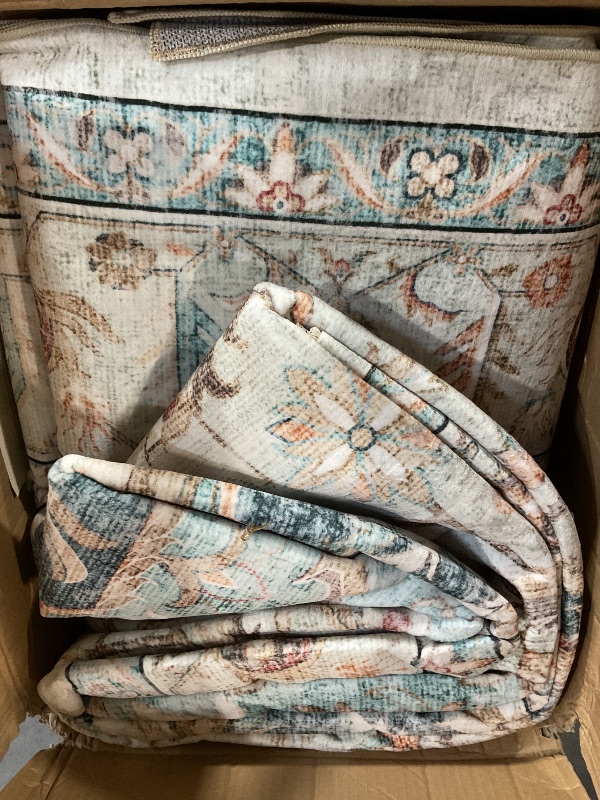 Photo 1 of (See images) Tortania Area Rug Living Room Rugs - 10x14 Washable Boho Rug Vintage Oriental Distressed Farmhouse Large Thin Indoor Carpet for Living Room 