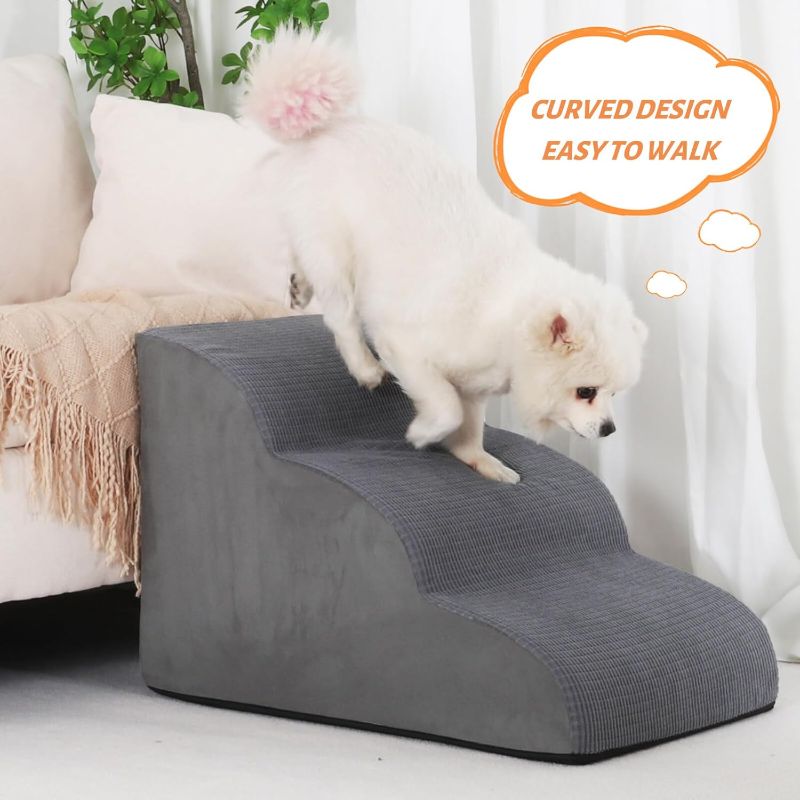 Photo 1 of 
3-Step Dog Ramp and Stairs for Sofa and Chair - Non-Slip Sturdy Pet Steps for Small Dogs and Cats,15.7" H,Grey