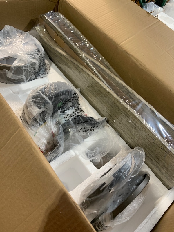 Photo 1 of (used)(see all images) WINGBO 54 Inch Flush Mount DC Ceiling Fan without Lights, 4 Reversible Carved Wood Blades, 6-Speed Noiseless DC Motor