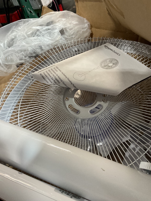 Photo 1 of (Sold for parts)(repair) Amazon Basics 16" DC Motor Fan, 12 Speed Fan with Remote, Floor Fan, Standing Fan with 3 Breeze Modes, Dual-Layered Blades 