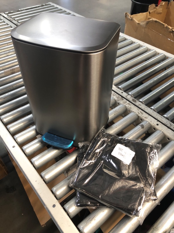 Photo 1 of (SMALL) (USED/FAIR) (NO BAGS)  KUK 2 Gallon Kitchen Trash Can with Lid, Heavy Duty Hands-Free Stainless Steel Commercial Step Trash Bin with Removable Inner Bucket, Pedal Rubbish Bin for Home Office and Kitchen, 