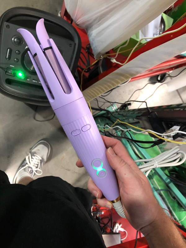 Photo 1 of (POWER TESTED) (USED/FAIR) Tieumioe Automatic Hair Curling Iron Automatic Hair Curler Automatic Rotating with 3 Temperature Sets, Anti-Scald, Anti-Tangle Auto Curling Iron Rotating, Purple