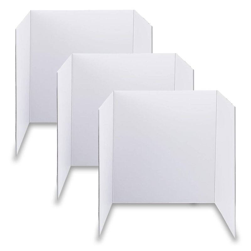 Photo 1 of *** FACTORY SEALED***Trifold Poster Board, 24" x 16", 3-Pack, White Corrugated Project Boards for Science Fairs, School Projects, Event Displays, and Business Presentations