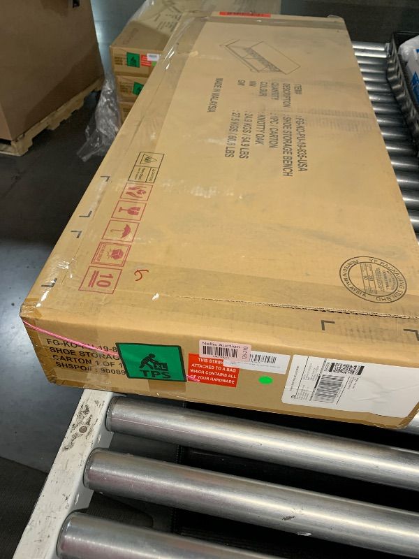 Photo 1 of *** FACTORY SEALED***Galano Heron Shoe Storage Bench with 2 Mirror Drawers, Freestanding Organizer with Open Shelves for Entryway, 15.7" D x 43.3" W x 18.9" H, Knotty Oak