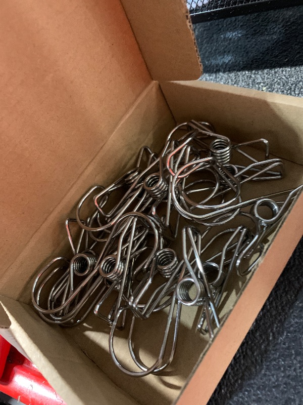 Photo 1 of (incomplete) kehail 12+2 PCS 304 Stainless Steel Short Tail Hanger Clip with Hook, Durable Hanging Clips