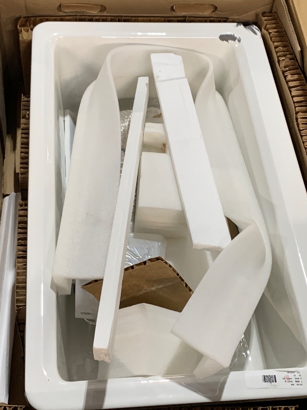 Photo 1 of (please see all images for damage) KOHLER Riverby 35-3/4" Undermount Single-Bowl Farmhouse Workstation Kitchen Sink, Includes Accessories, White