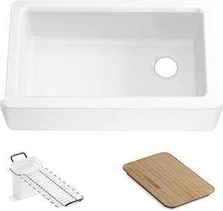 Photo 1 of (please see all images for damage) KOHLER Riverby 35-3/4" Undermount Single-Bowl Farmhouse Workstation Kitchen Sink, Includes Accessories, White