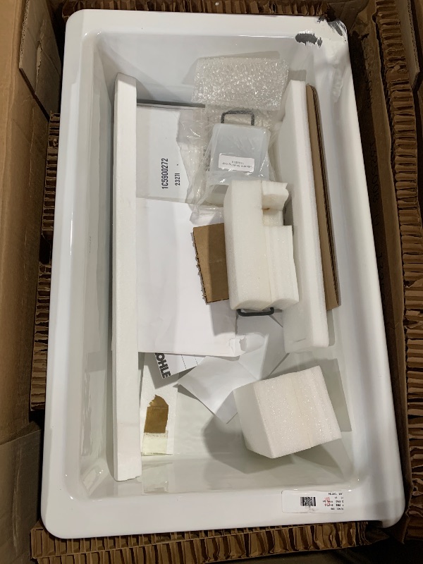 Photo 1 of (please see all images for damage) KOHLER Riverby 35-3/4" Undermount Single-Bowl Farmhouse Workstation Kitchen Sink, Includes Accessories, White