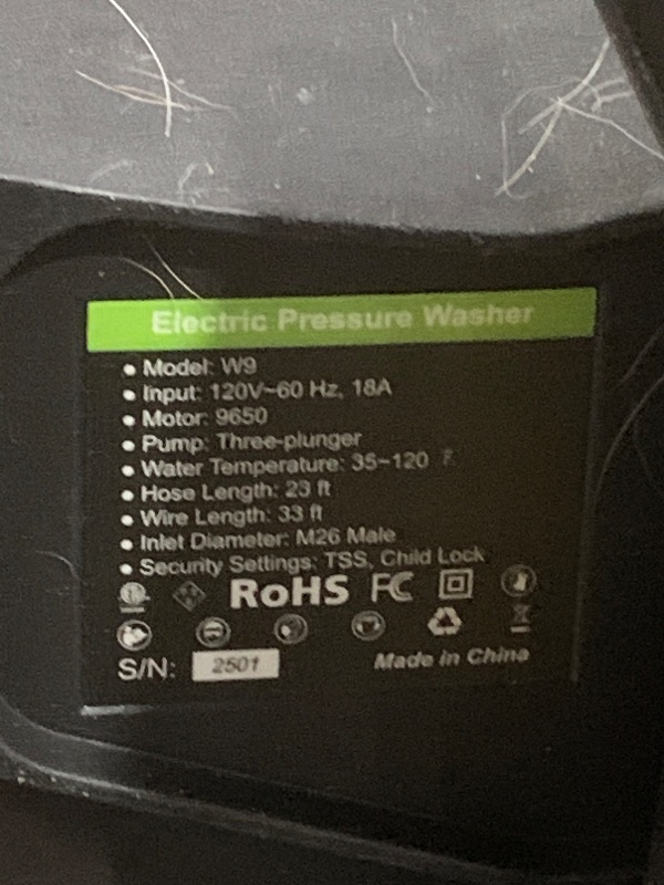 Photo 1 of ***(USED/ UNKNOWN IF MISSING PARTS)***Pressure Washer, 4800PSI 2.9 GPM Max Power Washer with Foam Cannon Electric Pressure Washer 56FT for Cars, Fences, Patios, Decks, Patios and Driveway Powerwasher