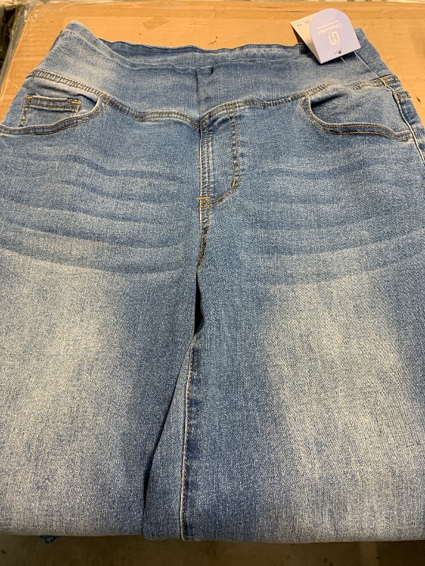 Photo 1 of (used) Chasehot Pull on Wide Leg Jeans for Women, High Waisted Stretchy Baggy Trendy Tummy Control Straight Leg Jeans Denim Pants Wash-L