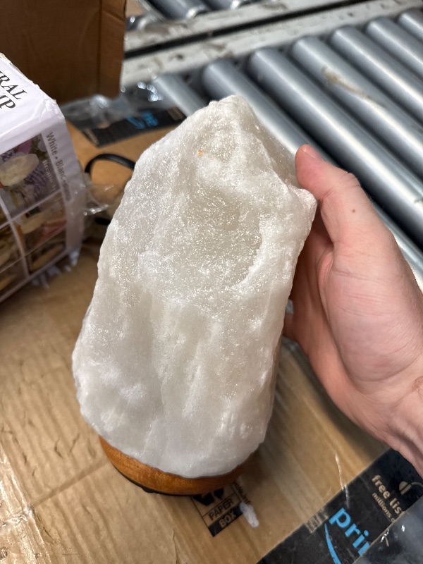 Photo 1 of (NON-FUNCTIONAL) Himalayan Glow White Salt Crystal Lamp, Natural Salt Night Light, Hand Crafted Salt Lamps with Neem Wooden Base, Salts Lamp Bulb,(ETL Certified) Dimmer Switch | 5-7 LBS