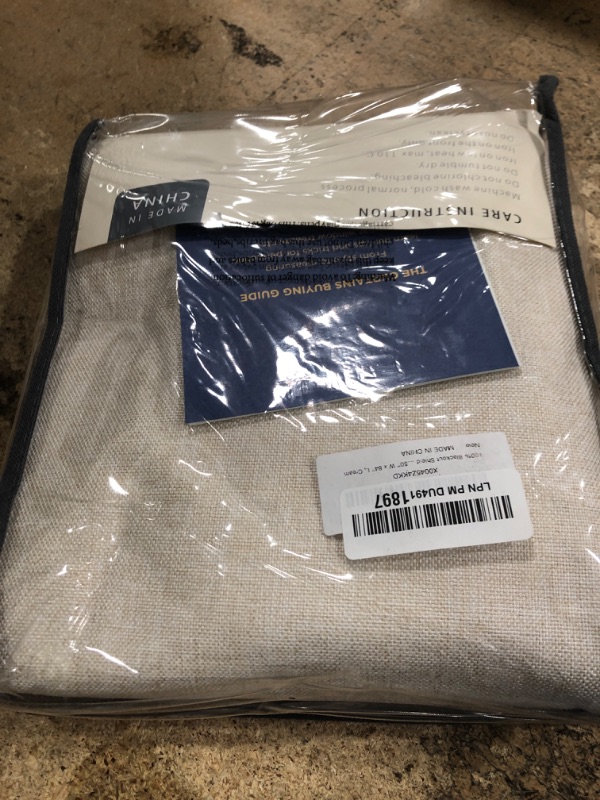 Photo 1 of 100% Blackout Shield Linen Blackout Curtains for Bedroom 84 Inches Long, Back Tab/Rod Pocket Living Room Drapes, Thermal Insulated Blackout Curtains 2 Panels Set, 50" W x 84" L, Cream