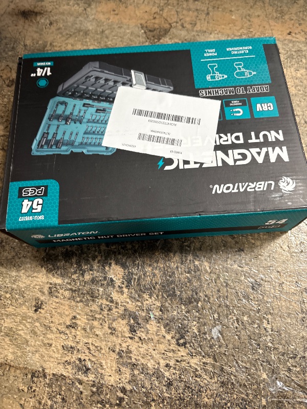 Photo 1 of LIBRATON 54PCS Magnetic Nut Driver Set, Impact Drill Driver Bit 1/4", Metric & SAE Nut Drivers for Impact Drill, Socket Adapters, Screwdriver Bit, Quick-Release Extension, Wing Nut Driver, Storage Box