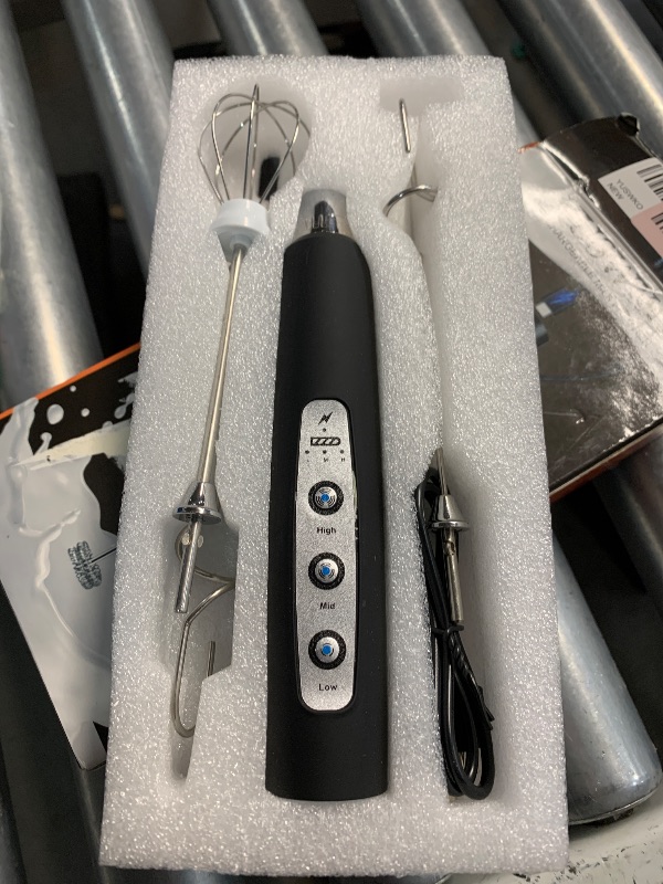 Photo 1 of ***(MISSING 1 ATTACHEMENT)***
YUSWKO Black Handheld Milk Frother Wand for Coffee, Rechargeable Electric Whisk with 3 Heads 3 Speeds Drink Mixer Coffee Frother For Latte, Cappuccino, Hot Chocolate, Egg