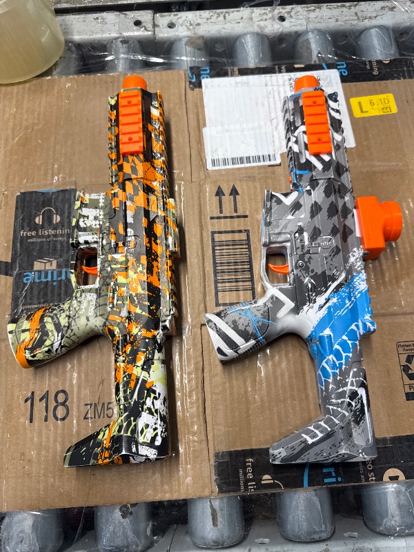 Photo 1 of 2 Pack Gel Splatter Blasters, Full Auto Electric Splatter Ball Toy, 10 Rounds Per Seconds, 50000+, 600 Hopper, 2 Rechargeable Batteries, Outdoor Activities Team Game Toy for Age 12+ Year Up